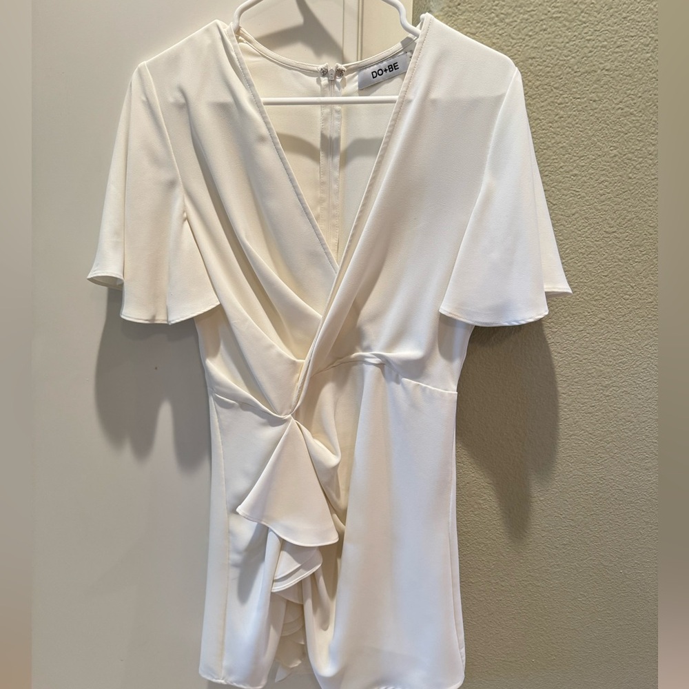 White flutter sleeve dress - Rehearsal Dinner or Bridal Shower